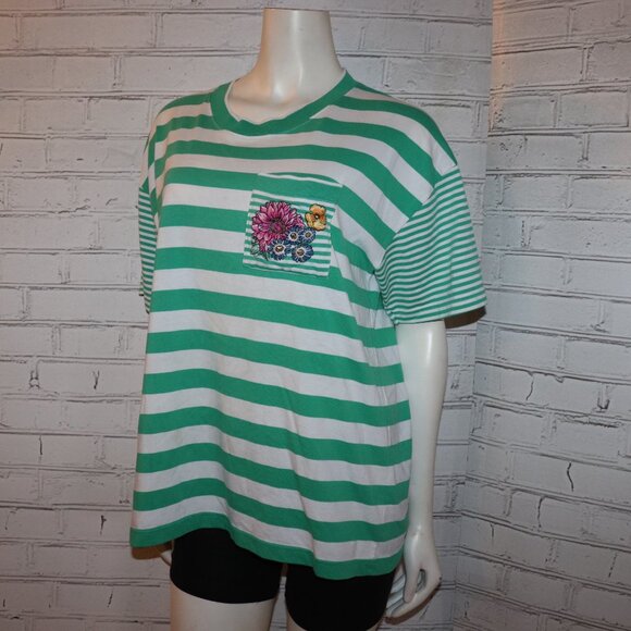 🌿🤍💚 Suburbans Tee · Garden Stripe · Size XL - Picture 4 of 6